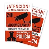 Seribas Señal Videovigilancia Alarma Conectada - 2 UNIDADES - Cartel de PVC Rígido 0,7 mm A4 21 x...